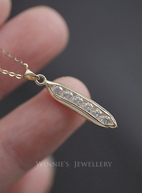 闪亮碗豆可爱纯银项链轻奢时尚