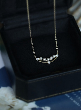 日系轻奢珍珠吊坠锁骨项链女纯银