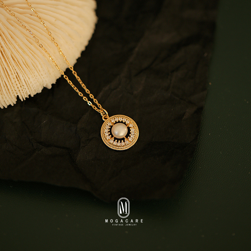 纯银复古项链女锁骨链气质宫廷风