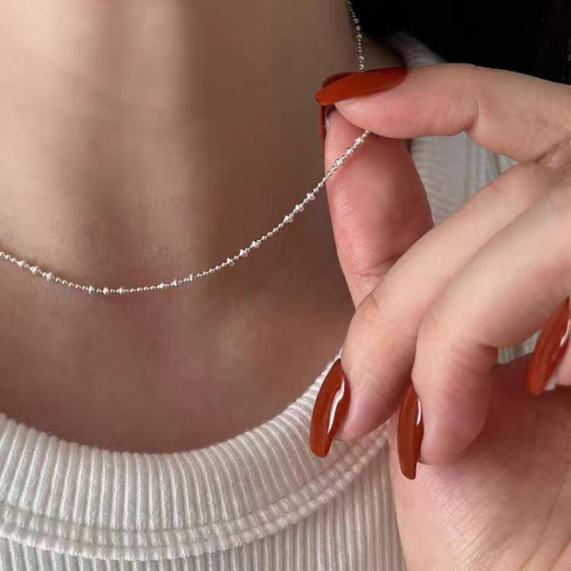 圆珠项链女s925纯银极简冷淡风