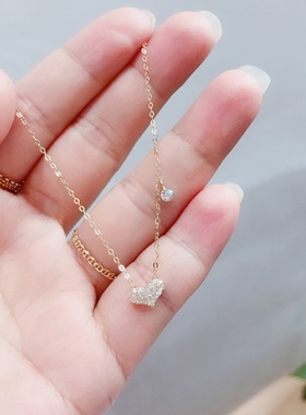 满钻小爱心项链女超闪可爱气质