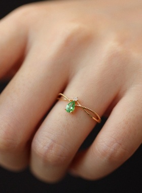 沙弗莱绿锆石戒指轻奢时尚小众