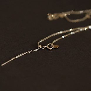 ROMANTIC搭配吊坠万能链子925银镀14K金素链针式 抽拉调节链项链女