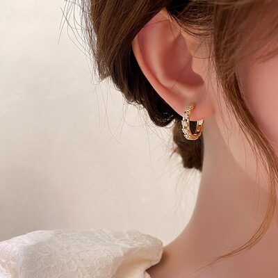 ROMANTIC高级感金色气质耳圈耳环