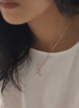 ROMANTIC法式高级感轻奢优雅百搭月亮s925银项链女锁骨链小巧精致