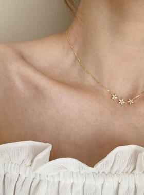 五花瓣项链女日系花朵个性气质