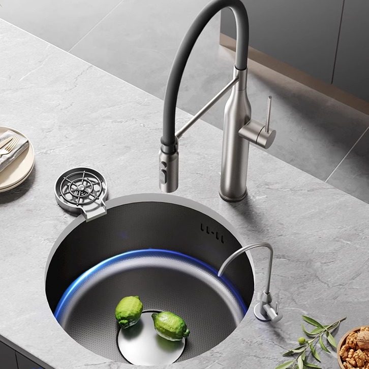 东鹏304不锈钢黑色圆形水槽单槽厨房台下吧台迷你洗菜盆水池岛台,家装主材,水槽套餐,淘宝优惠券,粉丝福利购,淘宝优惠卷