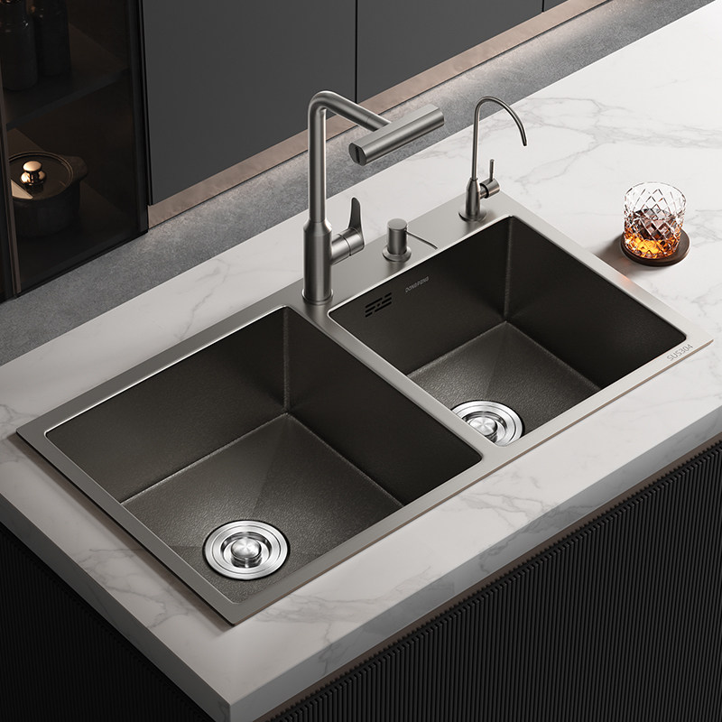 东鹏升级5MM火山纹厨房水槽SUS304不锈钢加厚纳米灰洗菜盆大双槽,家装主材,水槽套餐,淘宝优惠券,粉丝福利购,淘宝优惠卷