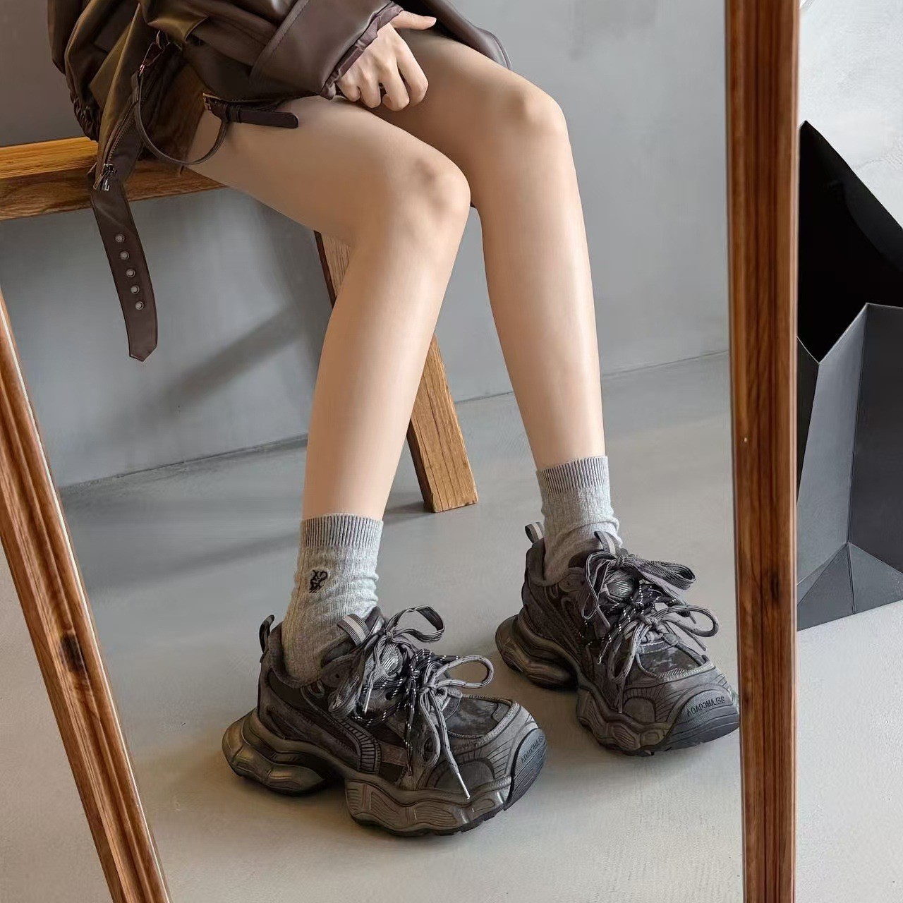 洋气双鞋带厚底老爹鞋