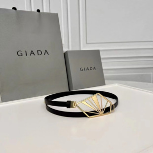 GIADA迦达女士真皮腰带头层牛皮金属扣高级感设计小细腰带平滑扣