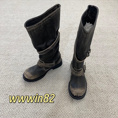 韩版nt3皮带扣堆堆靴秋冬复古做旧西部牛仔靴negativethree长靴女