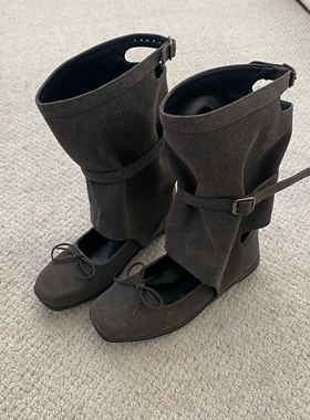 韩版休闲芭蕾舞靴女2025夏新款小众设计open裤管靴堆堆靴凉靴女yy