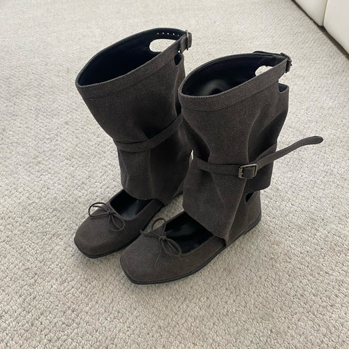 夏日搭短裤裙子韩版小众芭蕾靴