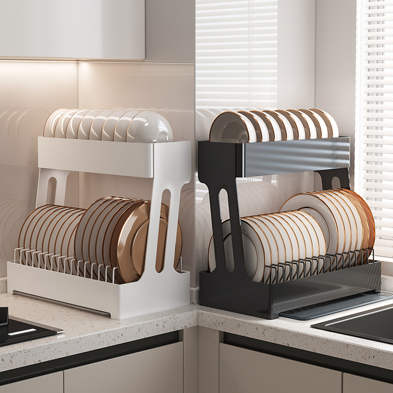 厨房碗碟架沥水架多功能台面双层置物架收纳架家用水池旁放碗架子