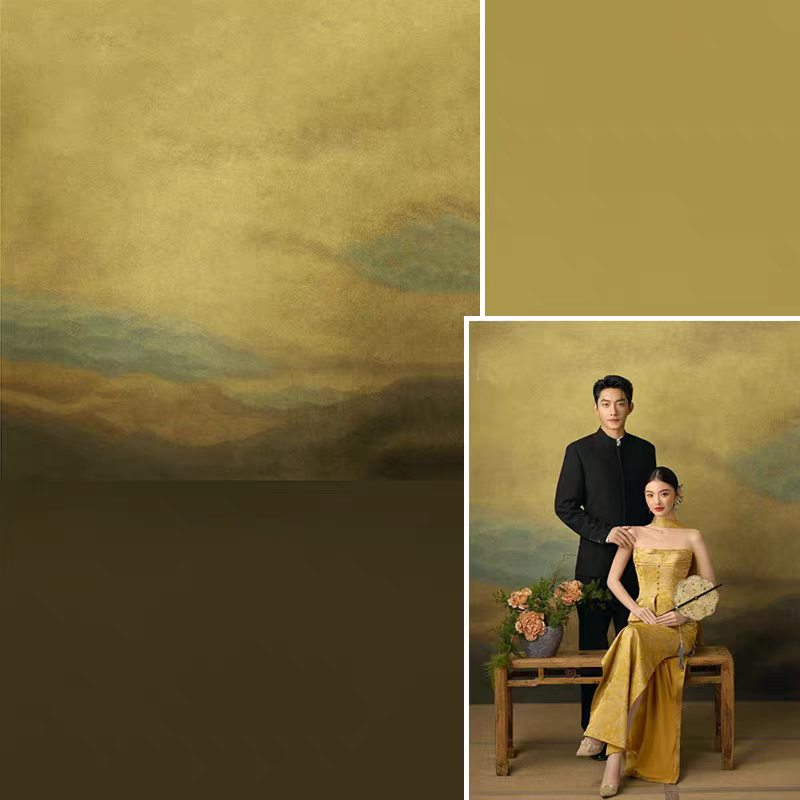 新中式复古肌理油画婚纱写真背景