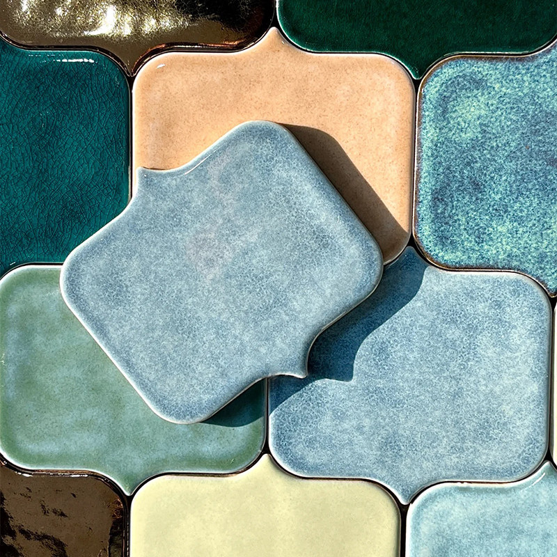 墨绿色手工砖网红餐厅吧台窑变冰裂异形卫生间瓷砖浴室墙面麒麟砖