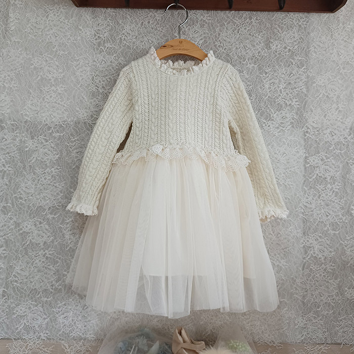 2024秋季韩国正品童装Saut de女孩白雪公主蓬蓬纱生日礼服连衣裙