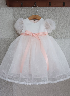 2024夏款韩国正品童装Saut de Lange女孩白雪公主蕾丝礼服连衣裙