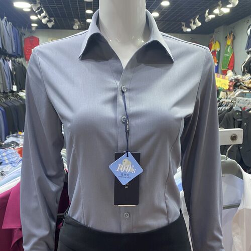 V领灰色衬衫女职业装高级