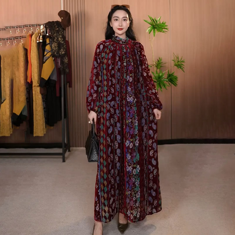 2026春季新款时尚复古花色连衣裙洋气大码女装优雅气质减龄裙子女,女装/女士精品,连衣裙,淘宝优惠券,粉丝福利购,淘宝优惠卷