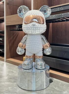 轻奢珍珠暴力熊落地大摆件存钱罐客厅电视柜装饰品乔迁开业送礼