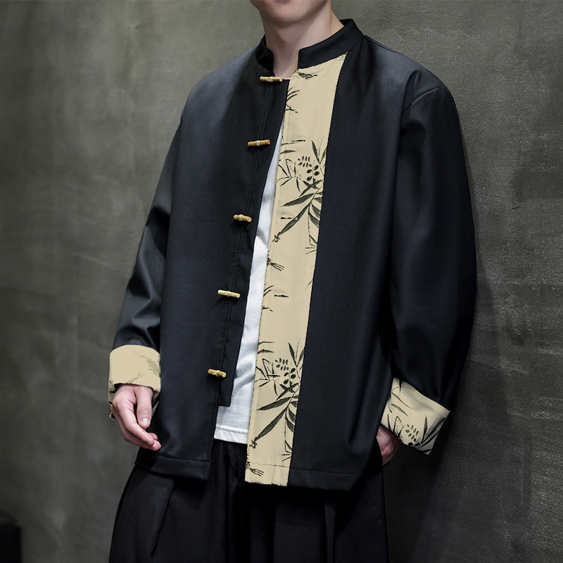 水墨竹子中山装西装国风立领西服