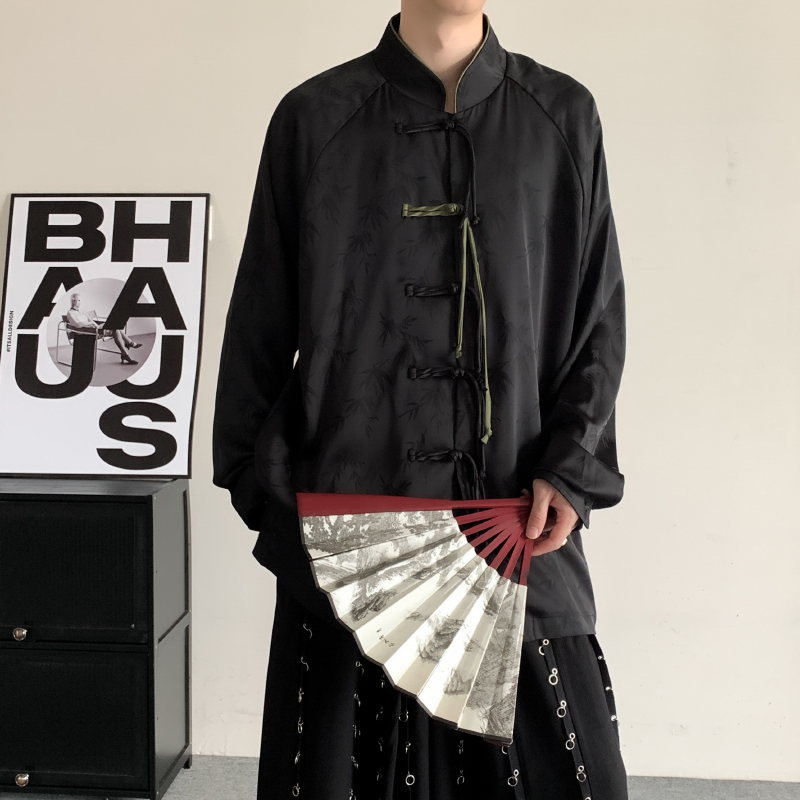 新中式日系缎面复古盘扣中国风