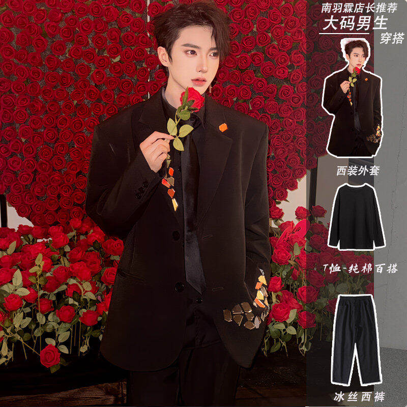 小众设计感垫肩西装外套cleanfit痞帅高级感宽松男模穿搭西服套装,男装,西服套装,淘宝优惠券,粉丝福利购,淘宝优惠卷