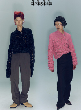 XI.VERGENCE新半高领慵懒宽松毛衫手工金属链条男女同款