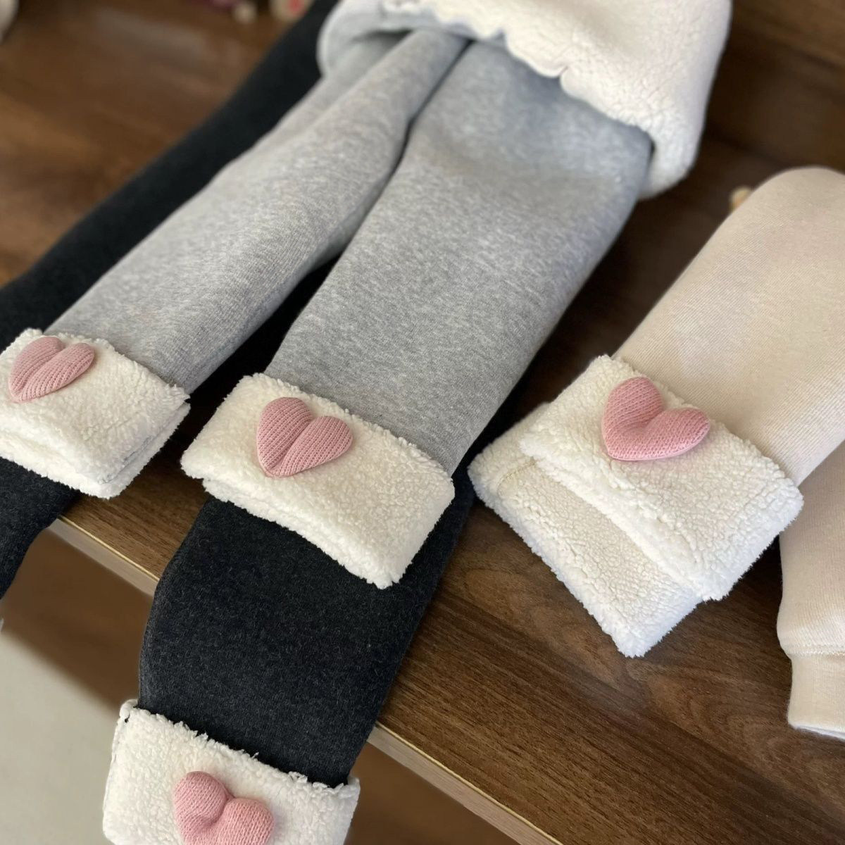 【加绒加厚】新款爱心女童打底裤冬季洋气外穿韩版直筒百搭裤子