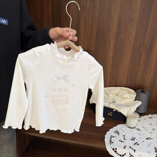 春秋装女童木耳边莫代尔打底衫上衣女宝宝秋季长袖T恤薄款儿童装t