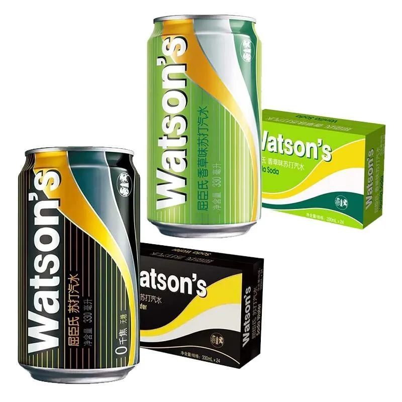 屈臣氏苏打水330ml*24罐 整箱原味香草味柠檬味调酒聚会碳酸饮料