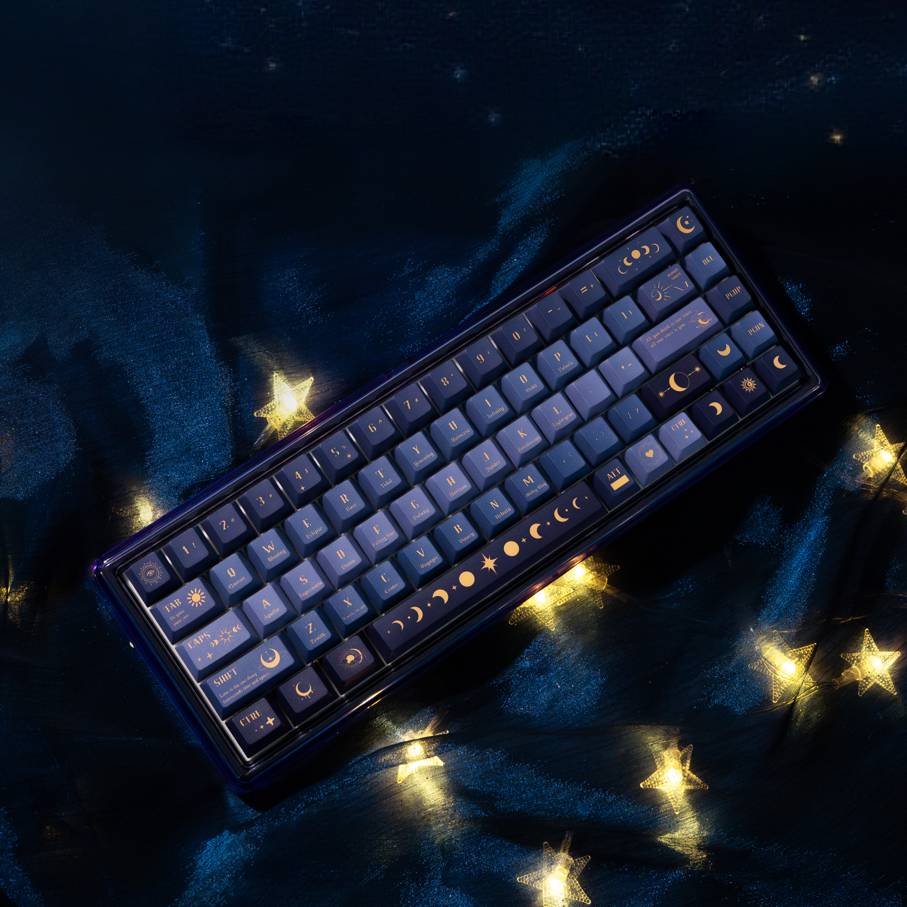 日月星辰蓝色星空主题透光键帽