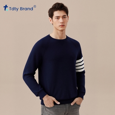 2025秋冬季男士羊毛衫圆领拼色