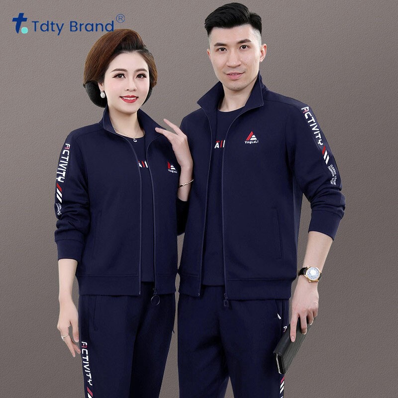 情侣运动套装秋季中老年男女休闲三件套爸爸妈妈秋冬锻炼跑步