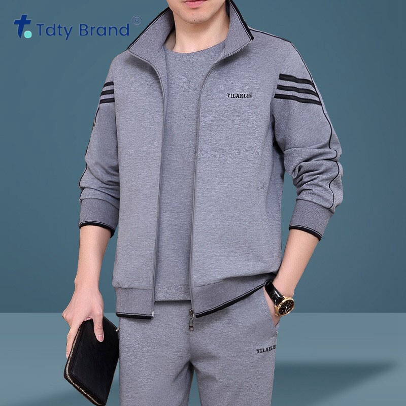 中老年运动套装男装三件套爸爸