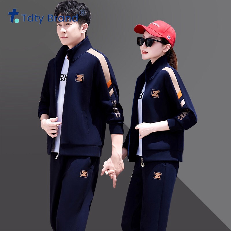 运动套装男春秋新款时尚情侣休闲立领运动服秋冬加绒两件套女卫衣