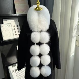 新款狐狸毛围巾女冬季保暖气质百搭仿皮草护颈毛领毛球毛绒围脖