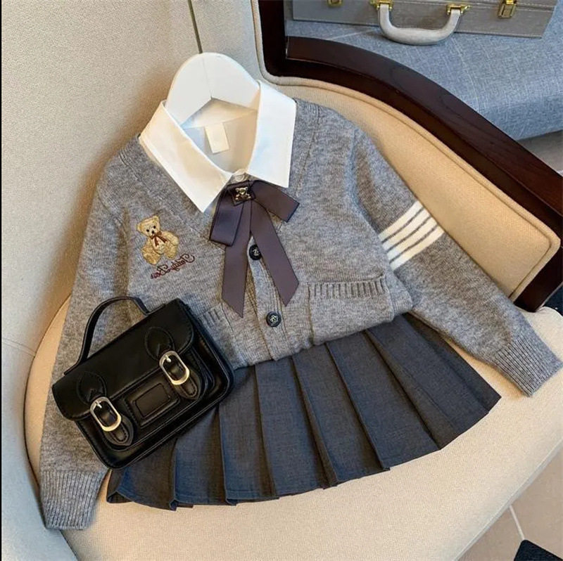 JK英伦学院风女童百褶裙子制服套装洋气2025新款春装春秋儿童网红