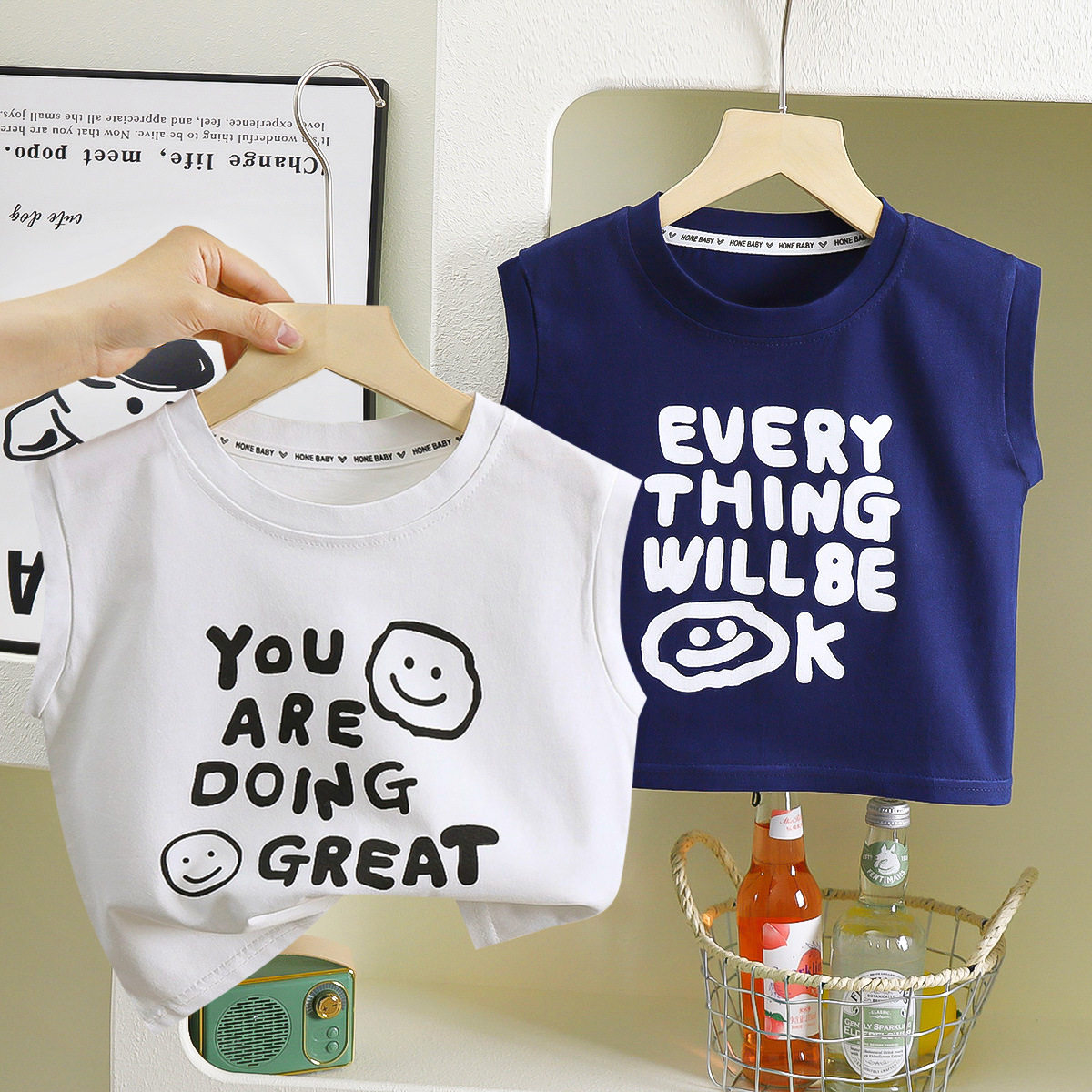 儿童背心夏季宝宝大童夏款外穿无袖打底女童男童A类纯棉上衣婴童