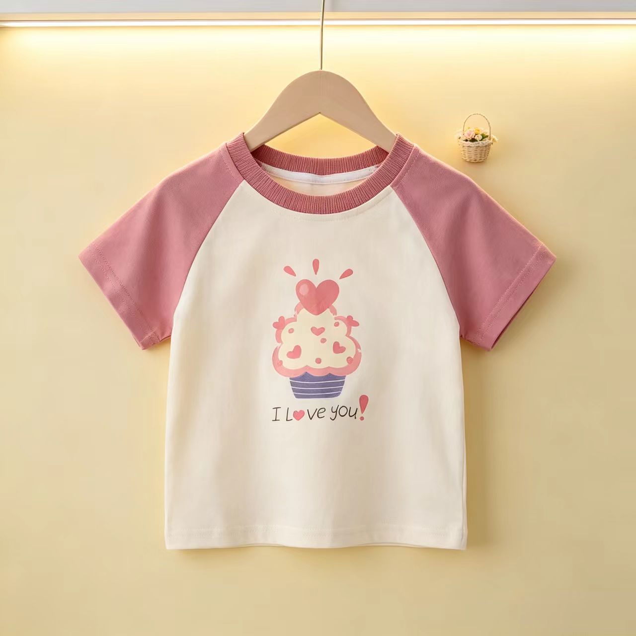 女童韩版爱心印花短袖T恤夏季