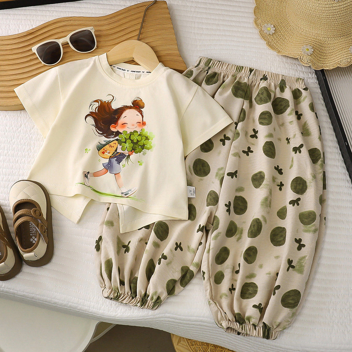 女童套装夏季洋气儿童短袖薄款休闲女宝宝夏装中小童两件套