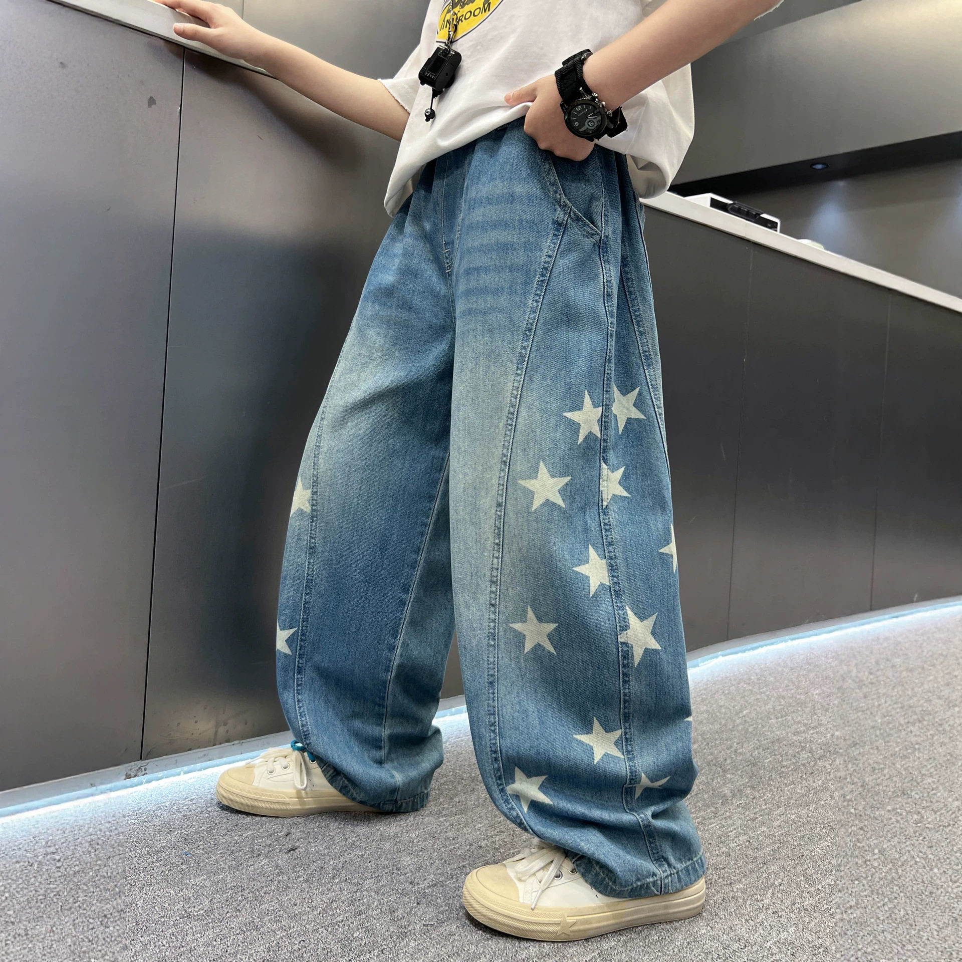 男童夏季薄款牛仔裤2026新款防蚊裤大儿童夏装冰丝凉感裤子潮韩范