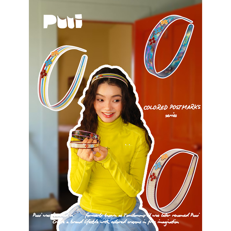 puui原创春夏异色邮戳系列醋酸材质女生潮流可爱ins发饰礼物发箍