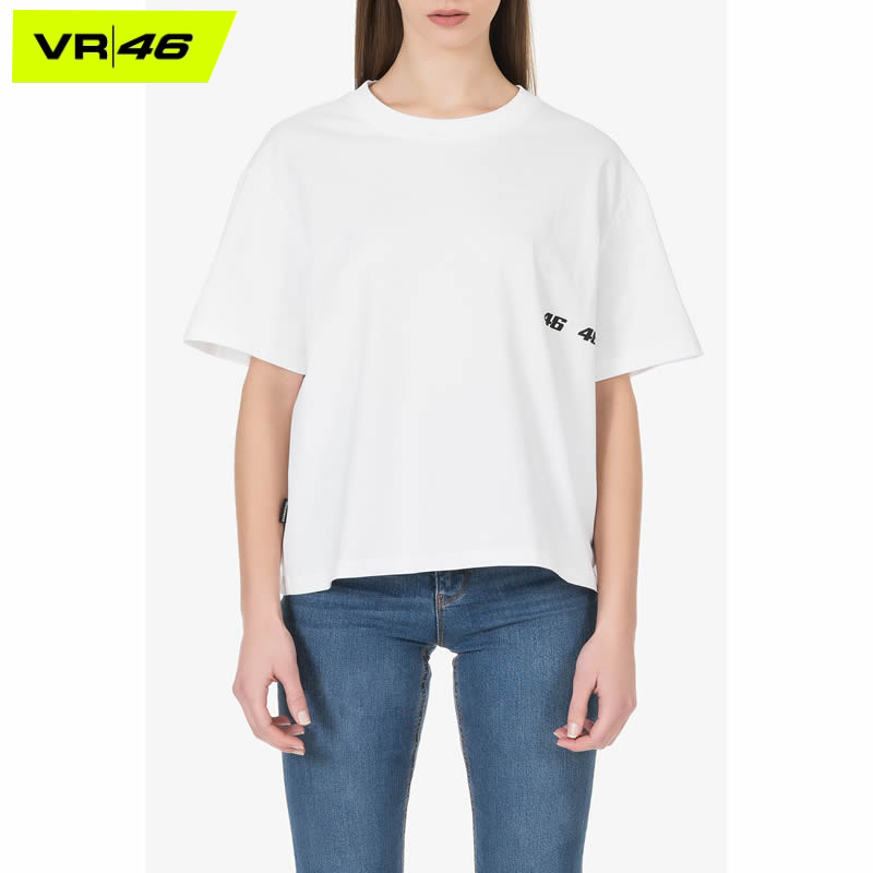 VR46意大利罗西2025春夏女士白色简约时尚百搭户外纯色T恤衫短袖
