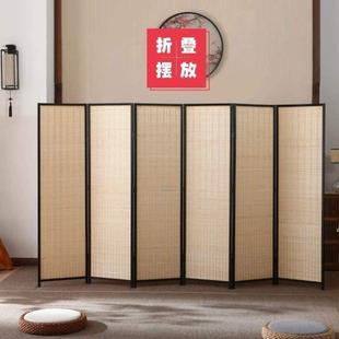 简约遮挡屏风竹子隔断卧室简易家用墙折叠现代 客厅实木中日移动式
