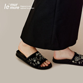 Murmure 奢享云端2025夏季 新款 东方美学手工一字刺绣拖鞋
