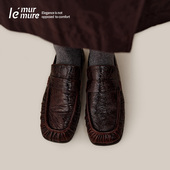 Murmure 方头皱漆牛皮乐福鞋 软雕塑美学 秋季 新款 OL风小皮鞋