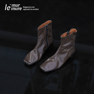 水洗手工踝靴法式 Murmure 2024春秋新款 靴真皮靴子女 气质时装
