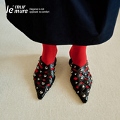 Murmure 铆钉编织羊皮穆勒尖头拖鞋 呼吸感艺术 新款 2025夏季